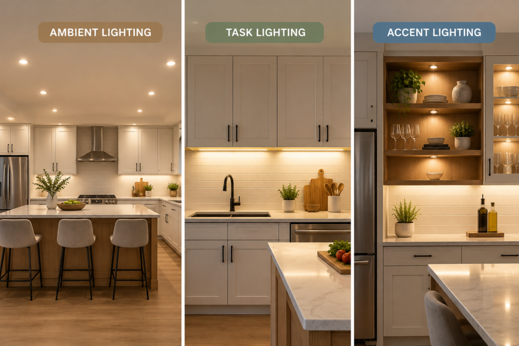 three types of kitchen lighting